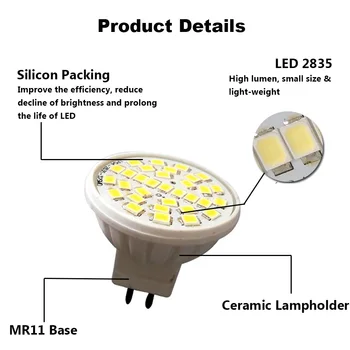 Super Ryškus Led Lemputė MR11 AC 110V, 220V LED Prožektorius 32LEDS SMD2835 Lampada Lempos Keramikos Bombillas pakeisti Halogeninės lempos, 30W