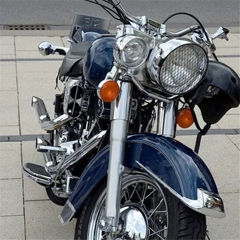 Universalūs Motociklo priekinis žibintas 16cm Grotelių Akių Grotelės Tinklelis Ryškus Black Side Mount Net Padengti