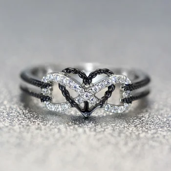 Vestuvės Vestuvinis Žiedas CZ Meilės Dvi Spalvas, Širdies Infinity Žiedai Moterims Kubinių Zirconia Papuošalų Mados asmeninį žiedai