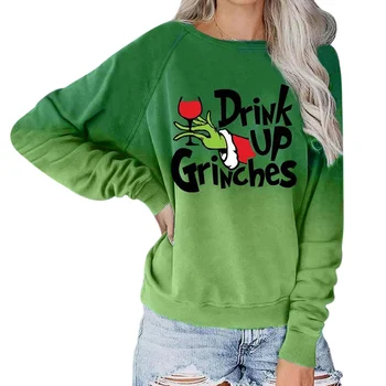 Žalia Laiškas Spausdinti ilgomis Rankovėmis Festivalio Marškinėlius Moterims Kalėdų Gerti Grinches Išspausdintas Viršų d88