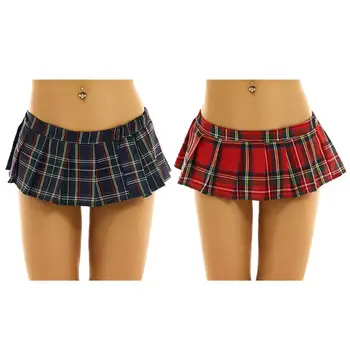 Iiniim Moterų Femme Japonijos Moksleivės Sijonas Seksualios Mikro Mini Preppy Pledas Sijonai Škotijos Tinklelis Miniskirt Naktį Šalies Clubwear