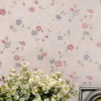 Amerikos Kaimiškas Gėlių Gėlių Tapetai PVC Vandeniui atsparus Rožinės spalvos Reljefinis Tapetai Mergaičių Miegamąjį Kambarį Dekoro Susisiekti Popieriaus