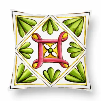 Gėlių, Žalios Lapinės Maroko Gėlės Poliesteris Pagalvėlė Padengti Dekoratyvinių Geometrinis Sofa Mesti Pagalvę Padengti Pagalvės užvalkalą 45X45cm