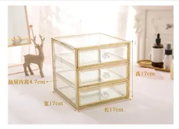 Derliaus vario stiklo desktop storage box Papuošalai apdailos langelį, Stalčių kosmetikos laikymo dėžutė