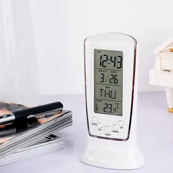 Elektroninis laikrodis LED elektroninis laikrodis šviesos tingus žadintuvas Apšviečiamas Skaitmeninis LCD Žadintuvas Kalendorius Termometras