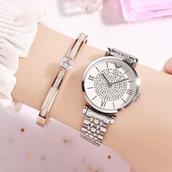 Naujas Mados Moterų Laikrodžiai Moterims Rose Gold Dress Žiūrėti Nerūdijančio Plieno Crystal Ponios Žiūrėti moterų Laikrodžiai relojes para mujer 2019