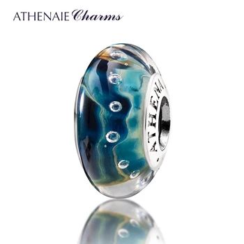 ATHENAIE Originali Murano Stiklas, 925 Sidabras Core Upės Žavesio Karoliukai Tinka Europos Apyrankę Fine Jewelry 