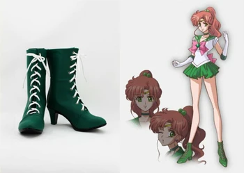 Anime Sailor Moon Kristalų Sailor Jupiter Kinas Makoto Cosplay Žalia Batai Helovinas Vyrų ir Wowen tai Cosplay Mergaičių Batai Suaugusiųjų
