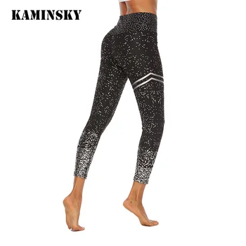 Kaminsky Push Up Fitneso Moterų Antblauzdžiai Seksuali Aukšto Juosmens Speklų Juostele, Kelnaitės Kvėpuojantis Calzas Mujer Leggins Slim Legginsy