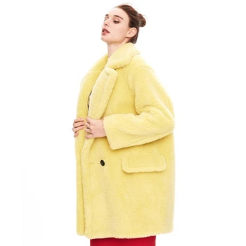 Žiemos naujas atvykimo kailiniai paltai 2020 naujų moteris aukštos kokybės vidutinio ilgio stiliaus viršutiniai drabužiai Madingi Joker laisvus drabužius, šiltas W081