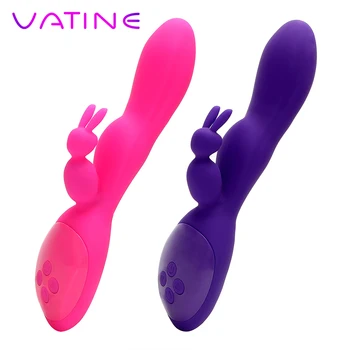 VATINE Klitorio Stimuliatorius Dual Motor G-spot Massager Didelis Dildo Vibracijos Rabbit Vibratorius Multispeed Sekso Žaislai Moterims