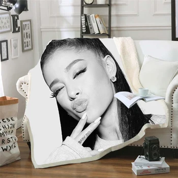 Ariana Grand Vilnos Antklodė Pliušinis 3d Atspausdintas Suaugusiems Sofa Sherpa Vilnos Lovatiesė Wrap Mesti Antklodę stilius-8