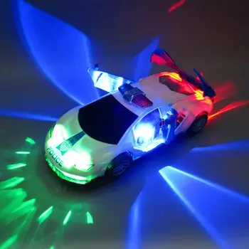 Elektros 360 Sukimosi Policijos Automobilį Transporto priemonės su LED muzikinio Ugdymo Vaikams, Žaislų, Dovanų Dinamiška muzika su mirksi LED puiki dovanos