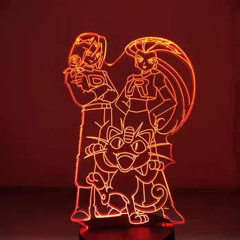 Anime 3D Vaizdo Šviesos Poket Raketų Komanda Veiksmų Skaičius, LED Stalo Lempa Miegamojo Naktį Žibintai, Naktiniai staleliai, Lempa Namų Puošybai Lampara