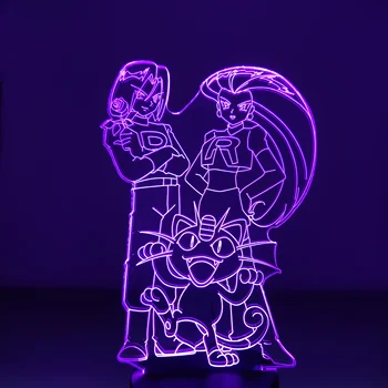 Anime 3D Vaizdo Šviesos Poket Raketų Komanda Veiksmų Skaičius, LED Stalo Lempa Miegamojo Naktį Žibintai, Naktiniai staleliai, Lempa Namų Puošybai Lampara