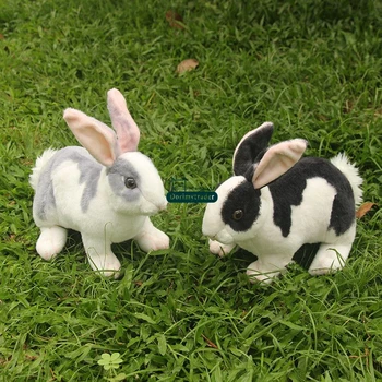 Dorimytrader puikus realistiškas gyvūnų naminių triušių pliušinis žaislas įdaryti bunny lėlės pagalvę vaikams žaisti lėlės apdailos 29cm x 17cm