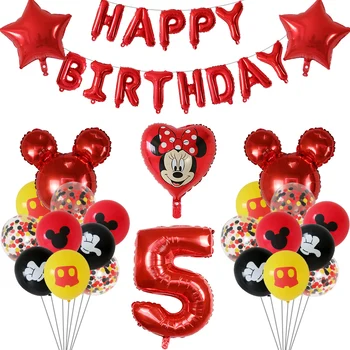 37Pcs Minnie Mouse Balionai Peliukas 1-ojo Gimtadienio Dekoracijos Vaikams Ballon Skaičius Globos Baby Shower Konfeti Latekso Ball Žaislas