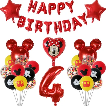 37Pcs Minnie Mouse Balionai Peliukas 1-ojo Gimtadienio Dekoracijos Vaikams Ballon Skaičius Globos Baby Shower Konfeti Latekso Ball Žaislas