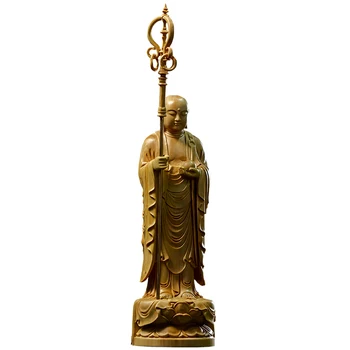 24CM medžio masyvo Budos statula, Tibeto karalius, Bodhisatvos,kruopštus, medžio drožyba, namų dekoro Budistų šventykla dekoras