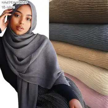 NAUJAS Mados pobūdžio plisuotos paprasto hijab šalikas moterims raukšlių šalikai, skaros bandana minkštas skaros musulmonišką hidžabą apsiaustas 10vnt karšto pardavimo