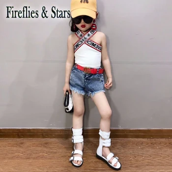 Vasarą merginos džinsai baby džinsinio šortai vaikams šortai vaikams streetwear bamblys karšto nuosėdos kankina kutas kišenėje 2 iki 7 metų amžiaus
