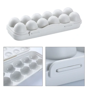 Clip-on Kiaušinių Dėžutėje Su Dangteliu Laikymo dėžę Su Dangčiu, Didina susidūrimų vengimo Kiaušinių Dėžutėje Virtuvės Šaldytuvo Laikymas 12 Kiaušinių Dėžutėje