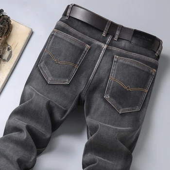 2020winter nauji vyriški verslo džinsai mados atsitiktiniai reguliarūs slim ruožas džinsinio audinio kelnės sutirštės šiluma klasikinis pilkos spalvos vyriški prekės