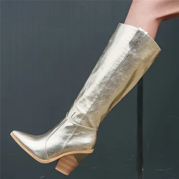 MORAZORA 2020 moterų Mados batai storio aukšti kulniukai kelio ilgi batai pažymėjo tne aukso žieminiai batai aukštos kokybės kelio ilgi batai