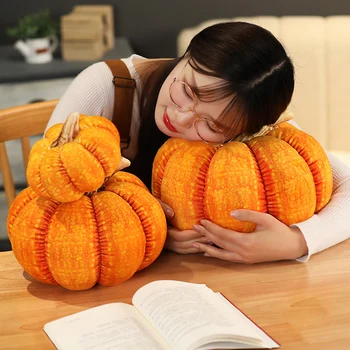 Imituojamas Moliūgų Pliušinis Žaislas Orange Įdaryti Minkštas Daržovių Helovinas Dieną, Šeimos Dekoro 15-30cm