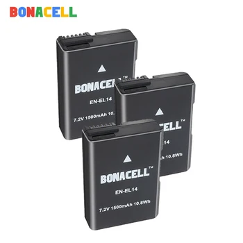 BONACELL 7.4 V, 1500 mah EN-EL14 Baterijomis ENEL14 LT EL14 Fotoaparato Baterija Skirta Nikon D5200 D3100 D3200 D5100 P7000 P7100 MH-24