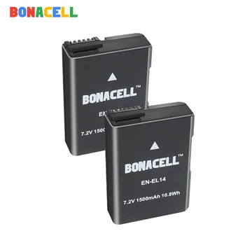 BONACELL 7.4 V, 1500 mah EN-EL14 Baterijomis ENEL14 LT EL14 Fotoaparato Baterija Skirta Nikon D5200 D3100 D3200 D5100 P7000 P7100 MH-24