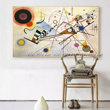 Garsaus aliejaus tapybai didelio dydžio, rankomis dažyti WASSILY-KANDINSKIS abstrakčiosios tapybos sienos nuotrauka už kambarį meno darbai nuotrauka