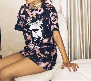 2019 Naujas Mados T marškinėliai Moterims Vasaros Skylių Atsitiktinis marškinėliai Hip-hop Trumpas Rankovėmis Tee Femme Plius dydis Drabužių Viršų