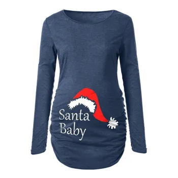 Motinystės Viršūnes Nėščioms Moterims 2019 Kalėdų Santa Baby Laišką Atspausdinta Tee Marškinėliai 2XL Tee Naujųjų Metų Dovanos Nėštumo Drabužiai