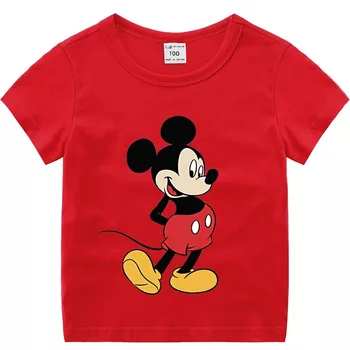 Vasarą Naujų Berniukas Drabužius Animacinių Filmų Mickey Mouse T Marškinėliai Medvilnė, Vaikai Mergina Tee Viršuje Atsitiktinis Vaikų Drabužių 2-12 Metų