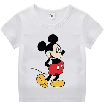 Vasarą Naujų Berniukas Drabužius Animacinių Filmų Mickey Mouse T Marškinėliai Medvilnė, Vaikai Mergina Tee Viršuje Atsitiktinis Vaikų Drabužių 2-12 Metų