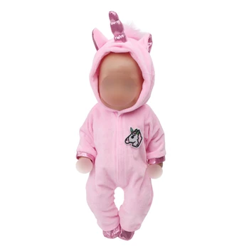 43 cm, kūdikių lėlės, drabužiai naujagimiams rožinis Vienaragis tiktų mėlyna Jumpsuits pižama žaislai tinka American 18 colių Mergaičių lėlės zf10