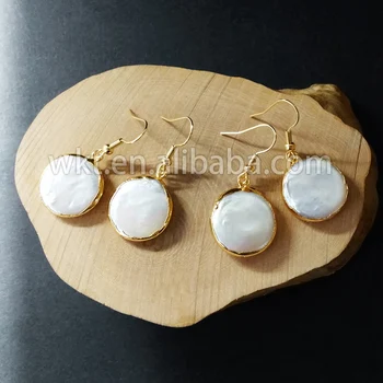 WT-E157 2016 m. pavasarį pardavimo mados aukso artimųjų hoopas auskarai gėlavandenių perlų auskarai