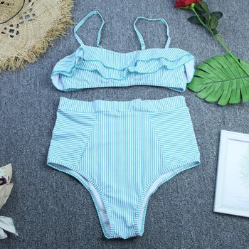Seksualus Bikini 2020 Dviejų dalių Retro maudymosi kostiumėlį Juostele Brazilijos Pynimas maudymosi Kostiumėliai, Moterų Plius Dydis Aukšto Juosmens Push Up Maudymosi Kostiumas XL