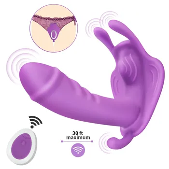 Nešiojami Drugelis Dildo, Vibratoriai Clit Stimuliacija Flirtuoti 10 Rūšių Vibracijos nuotolinio valdymo Sekso žaislai Moterims, Strap-on dildo