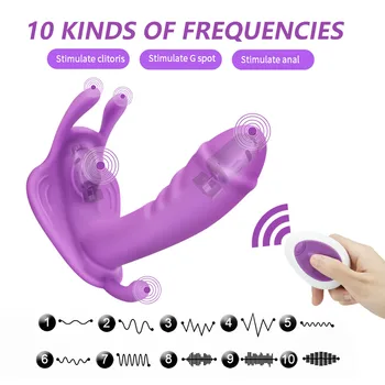 Nešiojami Drugelis Dildo, Vibratoriai Clit Stimuliacija Flirtuoti 10 Rūšių Vibracijos nuotolinio valdymo Sekso žaislai Moterims, Strap-on dildo
