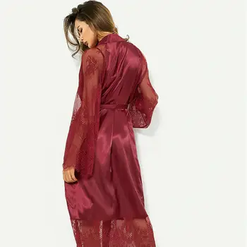 Aukštos Kokybės Drabužius Moterims Satino Viskozė Skraiste Sexy Ilgas apatinis Trikotažas Sleepwear Kimono Yukata Pižamą Diržų Imitavimo šilko suknelė