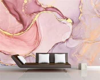 Individualizuotos fono paveikslėlį marmuro modelio rožinės spalvos, mėlyname fone freskos namų puošybai gyvenimo kambario, miegamasis fono sienos 3d tapetai