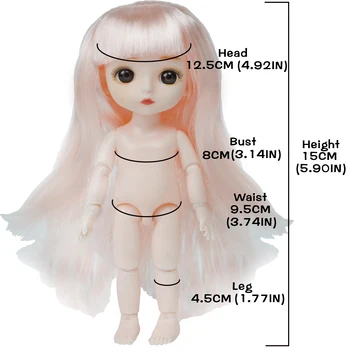 Mielas 16cm BJD Doll 13 Kilnojamojo Sujungta Nuogo Kūno Rožinė Plaukų Spalvingų Nėrinių Mini Suknelė + Mielas Batai Lėlės Priedai Vaikas Žaislas