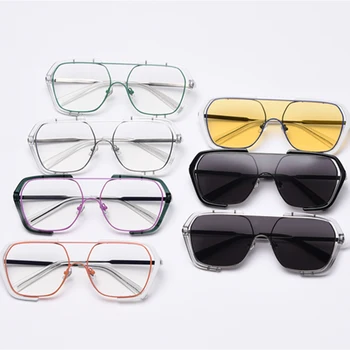 Peekaboo vienas gabalas didelis rėmo akiniai nuo saulės vyrams uv400 spalvos retro akiniai moterims vėjo 2021 skaidraus lęšio geltona aišku