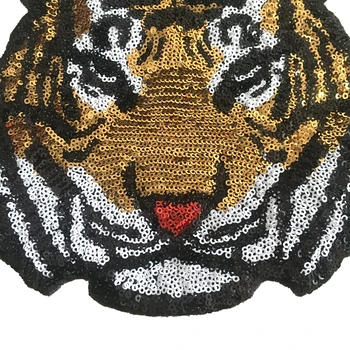 WUYUCONG 1 Set(1 Didelis + 1 Mažas) Aukso Tigras Blizgučiais Geležies Lopai Drabužiai, Striukė Blizgančiais Gyvūnų Appliques Siuvimo DIY