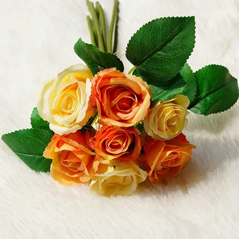 7 vienetų Mažų rožių puokštė vestuvių nuotakos aksesuarai patvirtinimo dekoratyvinės gėlės, dekoratyviniai vazonas dirbtiniai augalai