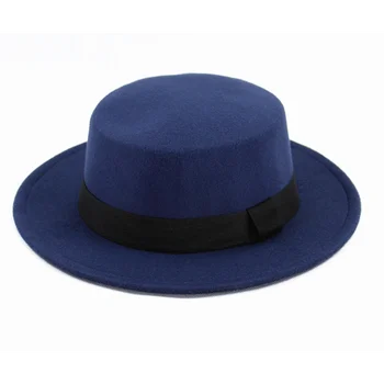 Naujas Klasikinis Flat Top Hat Moterų Manė, Platus Kraštų Fedora Skrybėlę Laday Prok Pyragas Chapeu De Feltro Melonik Lošėjas Top Hat 