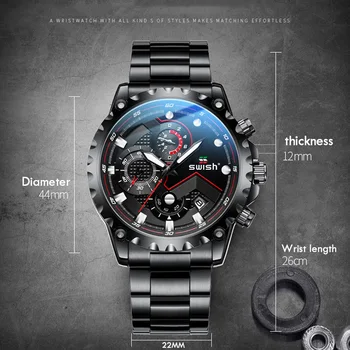 MOSIKAVIMAS Sporto Laikrodžiai Vyrų 2020 Black Laikrodis Mens Mados Šviesos Karinės Chronograph Kvarcas Laikrodžiai Vandeniui Relojes