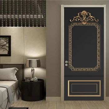 PVC Tapetai, 3D Stereo Europos Stiliaus Reljefinis Aukso Modelis Fono Sienos Lipdukas Gyvenimo Kambario, Miegamasis Vandeniui Durų Lipdukas